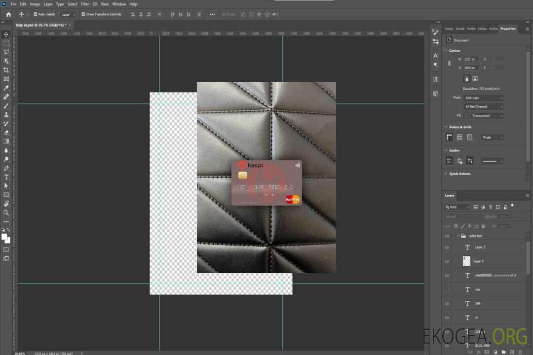 Kazakhstan Kaspi Bank mastercard photolook recto template